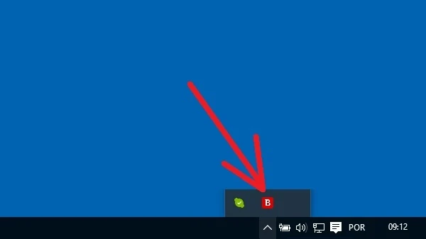 Passo 4: Ícone do Bitdefender ativo na barra de tarefas do Windows